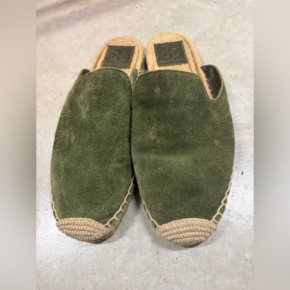 Tory Burch Olive Suede Espadrille Slip-On Flats